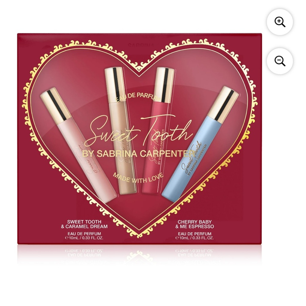 New! Sabrina Carpenter Sweet Tooth Perfume Set - Red, Pink, Blue and gold